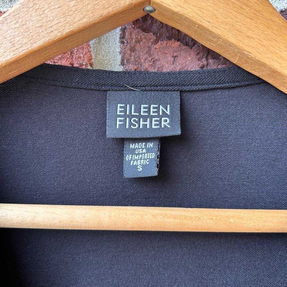 Classic Eileen Fisher Minimalist Black Full Zip Lightweight Tunic Jacket S - Picture 3 of 7